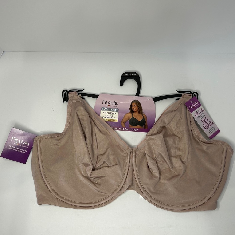 Fit For Me Fruit of the Loom Silky Smooth Unlined Underwire Bra Rose 40G FT967
